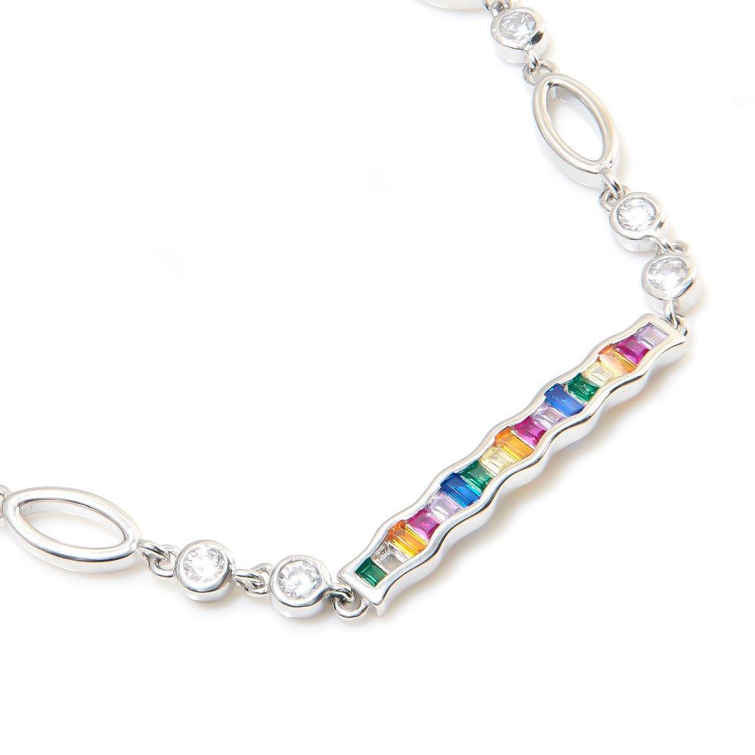 Rainbow Zig-Zag Ladder | 925 Silver Chain bracelets for Women