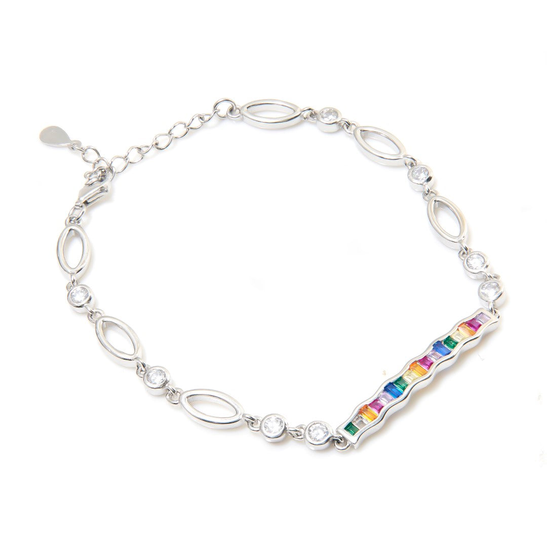 Rainbow Zig-Zag Ladder | 925 Silver Chain bracelets for Women