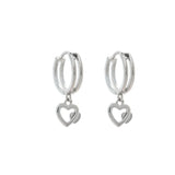 Heart on Heart Hanging Hoops | 925 Silver Earrings for Women