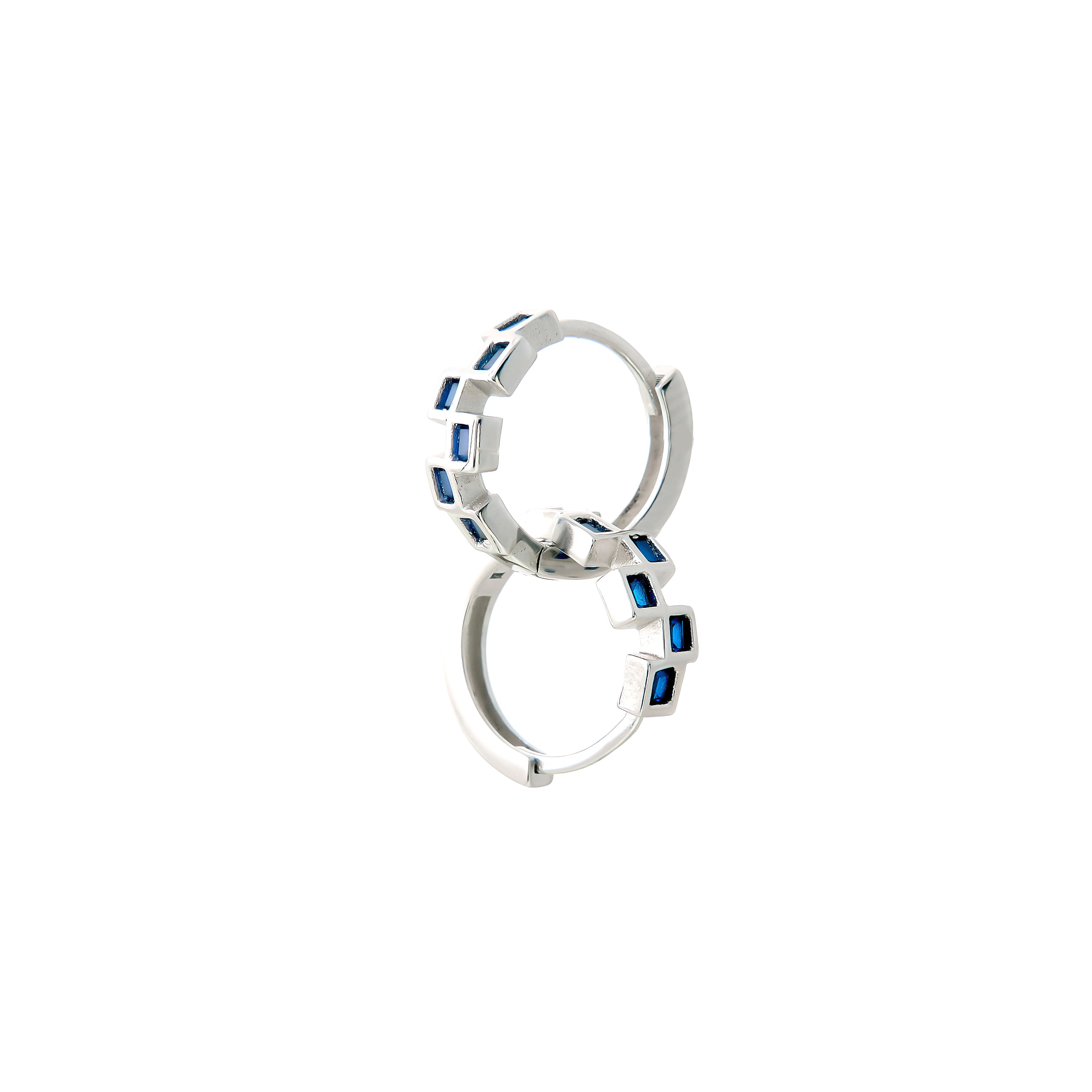 Blue Zigzag Hoops | 925 Silver Earrings for Women