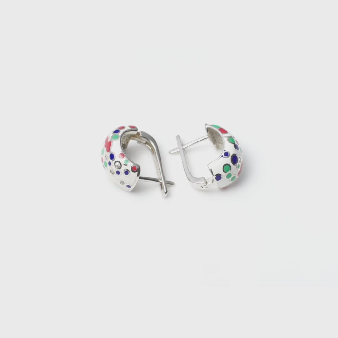  Silver earring, silver earring for women, Beautiful Silver earring, Oprata earrings, colorful hoops, 3d earring
