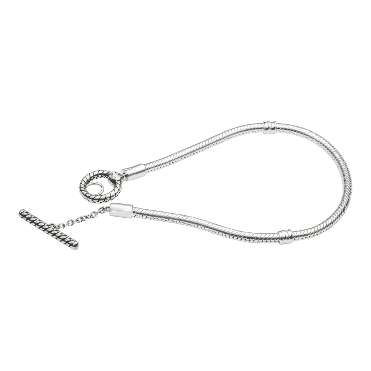 T Bar Snake Chain Bracelet | 925 Silver Charm bracelets for Women