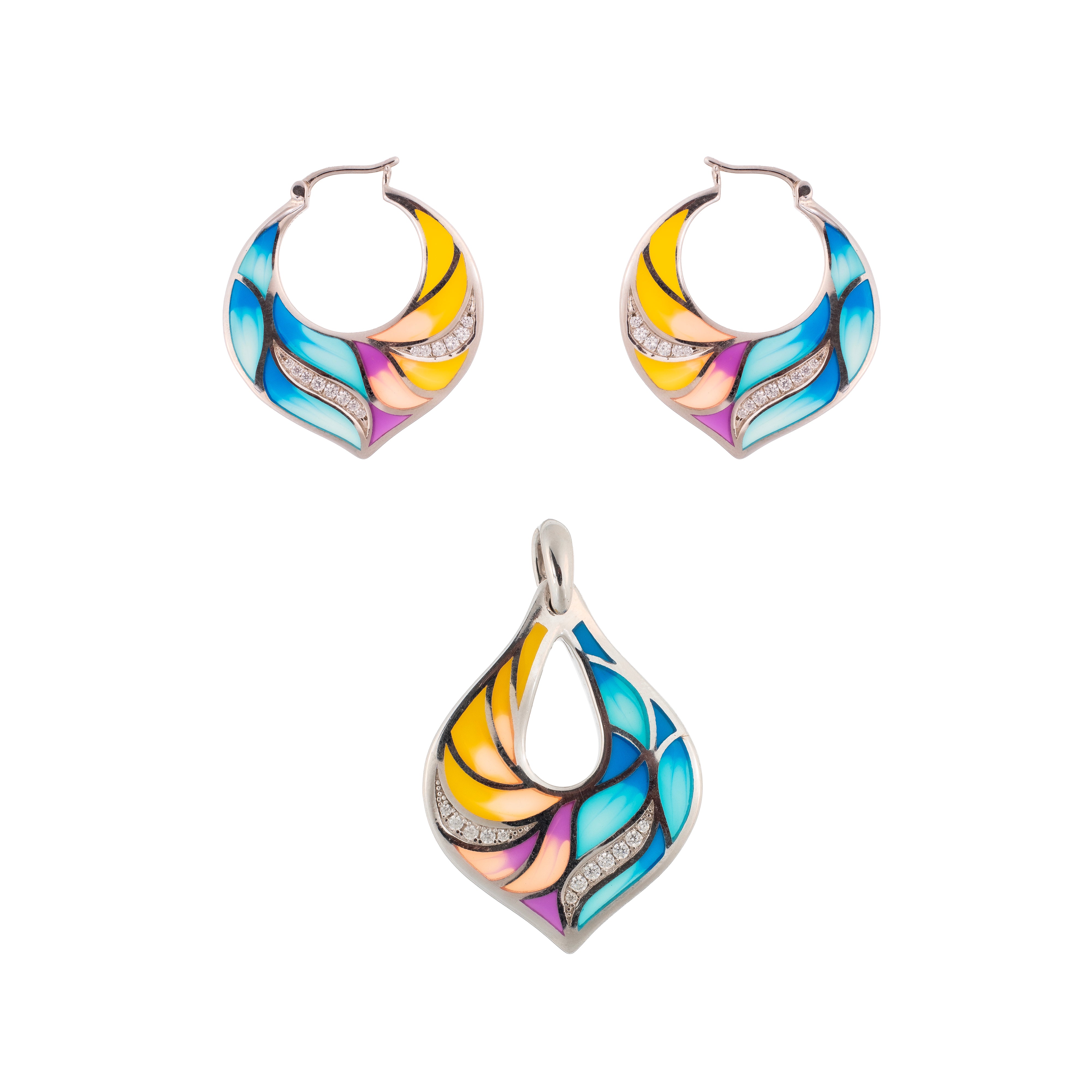 Pauline | 925 Silver Earrings and Pendant set for Women