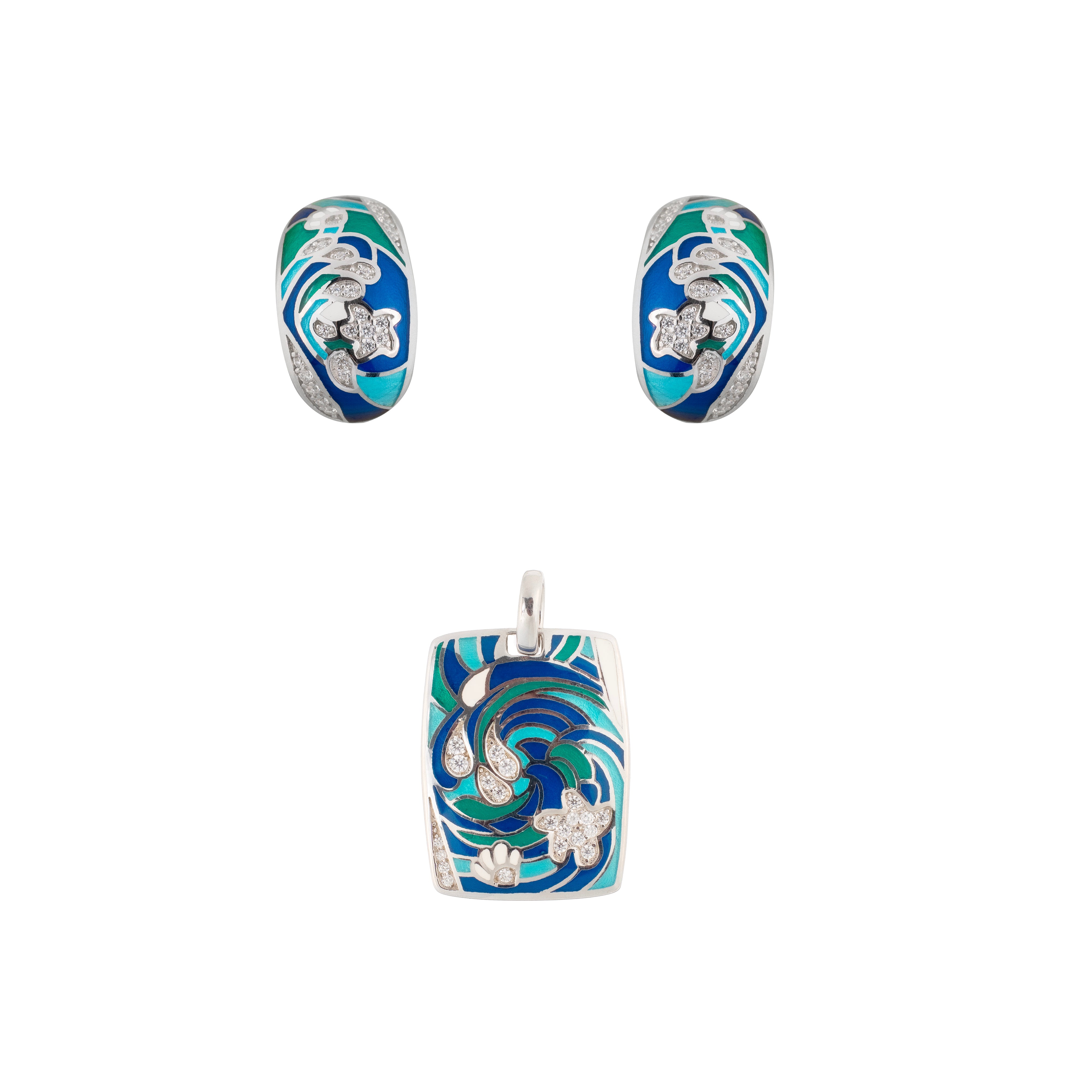 Maribel | 925 Silver Earrings and Pendant set for Women