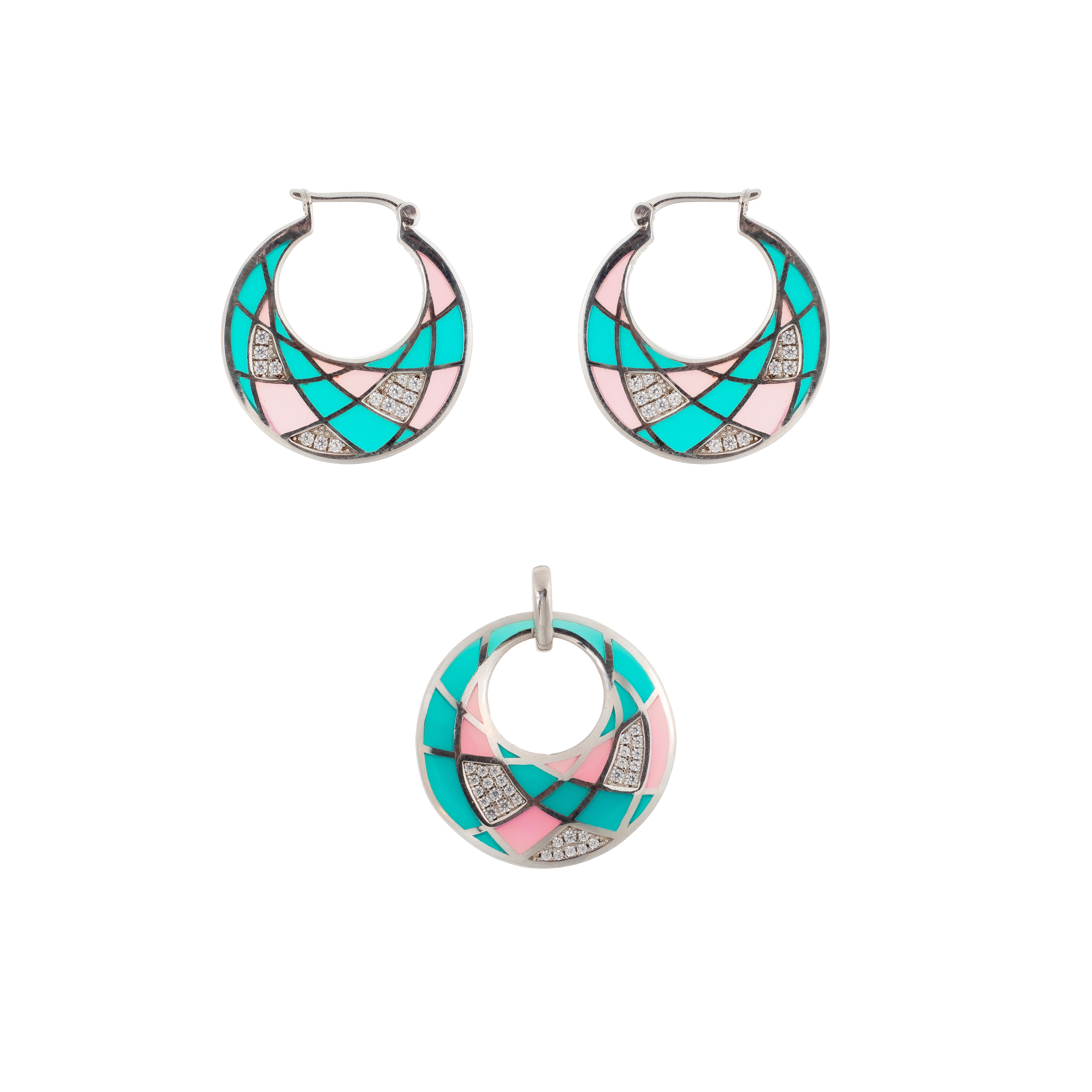 Violette | 925 Silver Earrings and Pendant set for Women