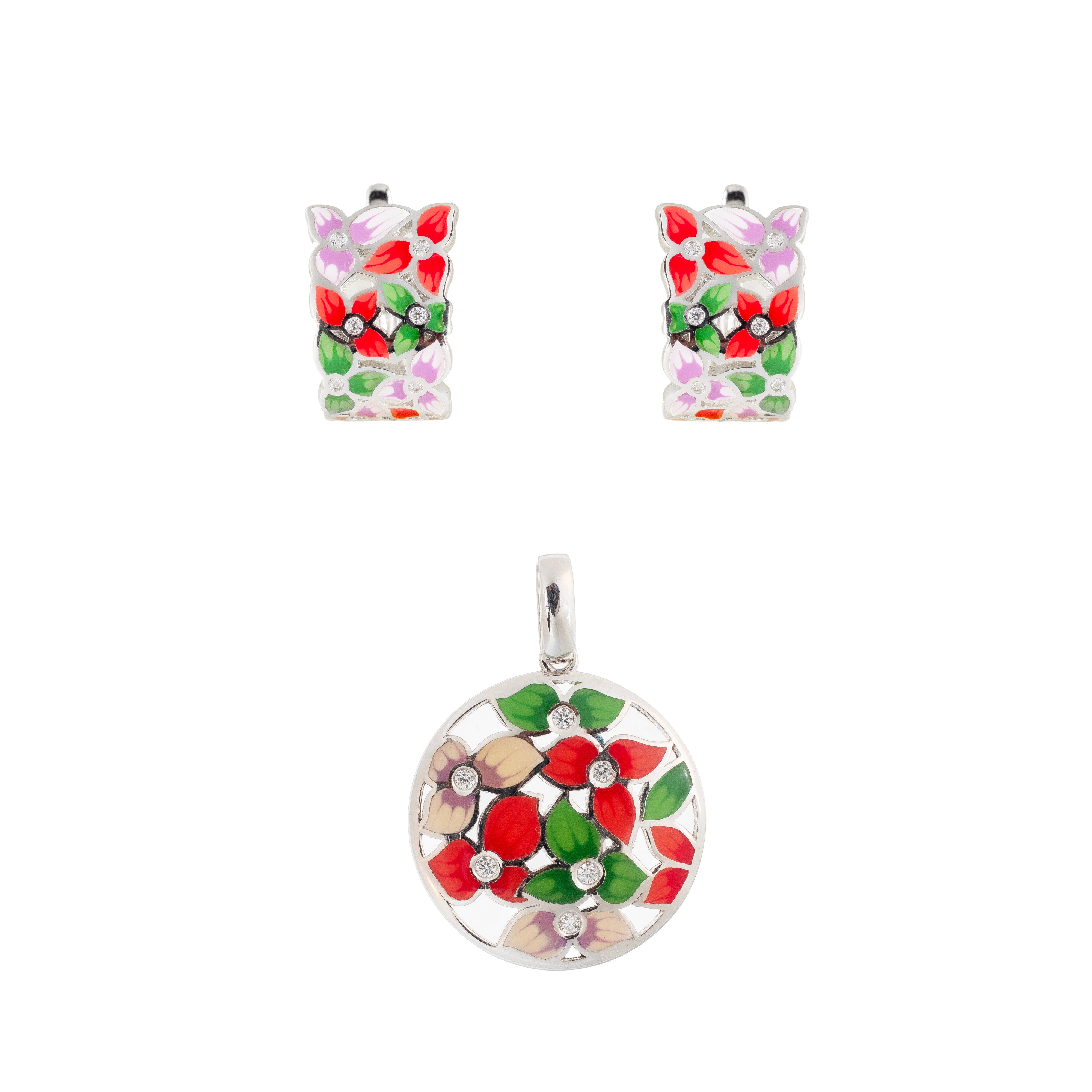 Apolline | 925 Silver Earrings and Pendant set for Women