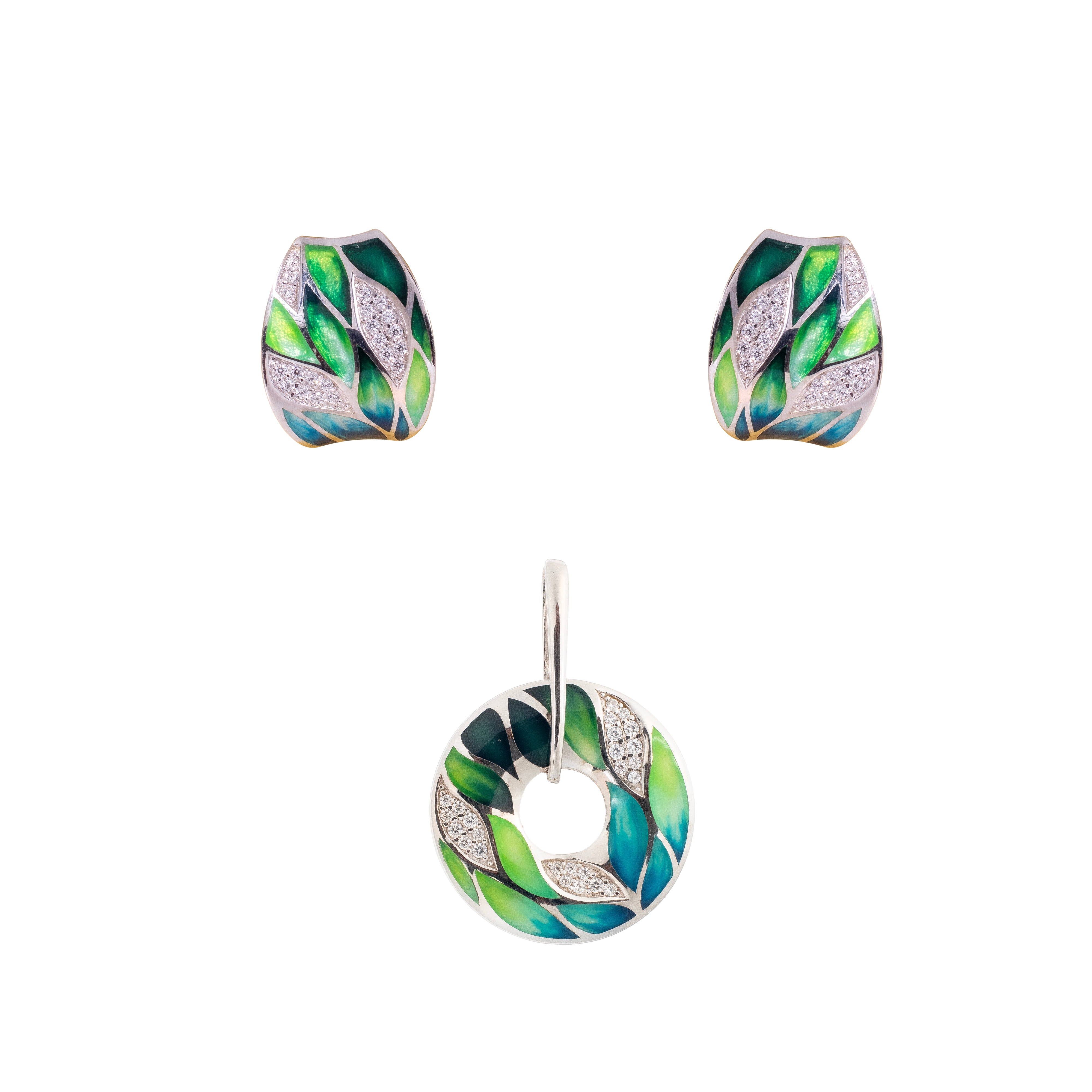 Brittany | 925 Silver Earrings and Pendant set for Women