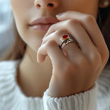 Three Dots Gem Eye Fluid Ring | Hallmark 925 Silver