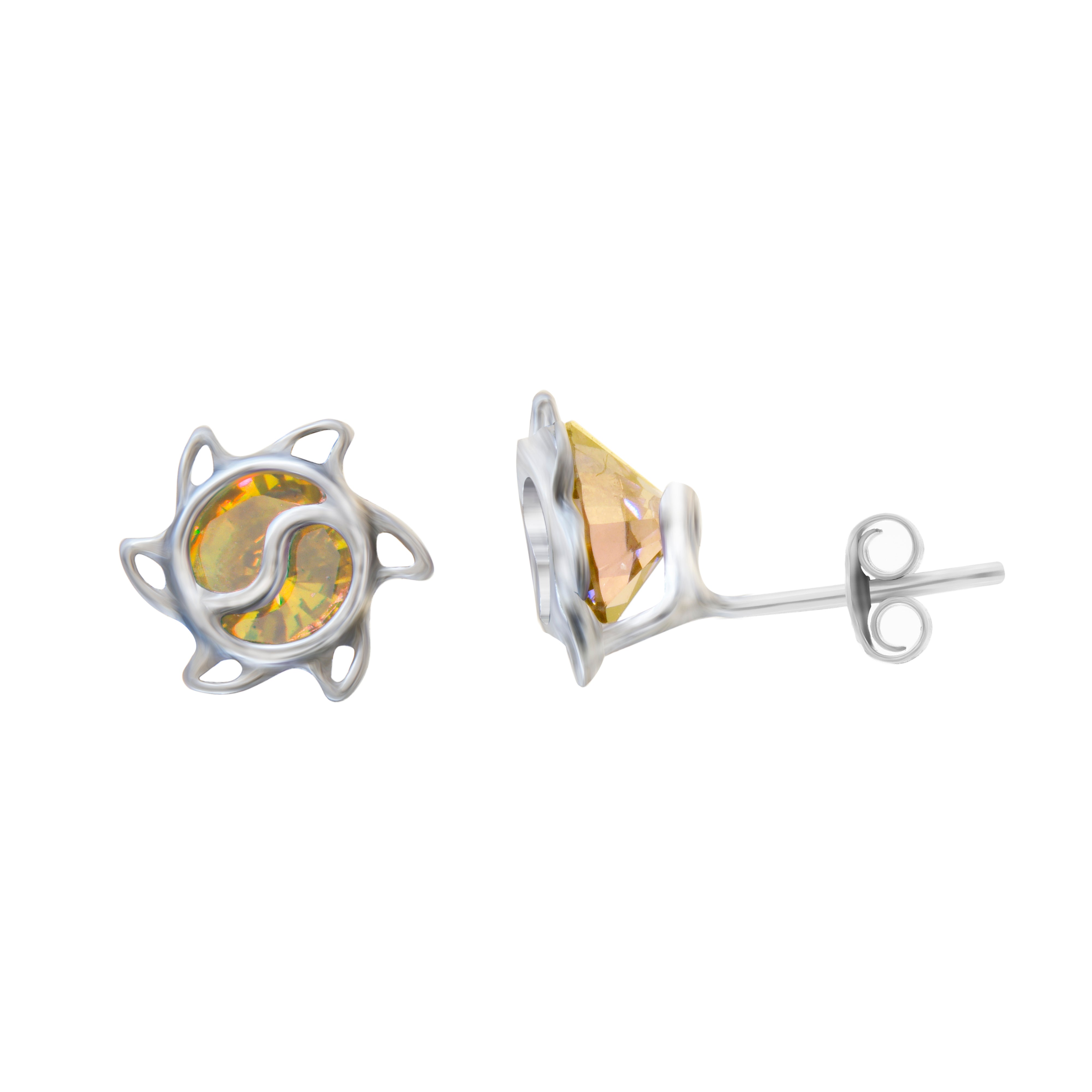 Yellow Yin & Yang | 925 Silver Studs for Women