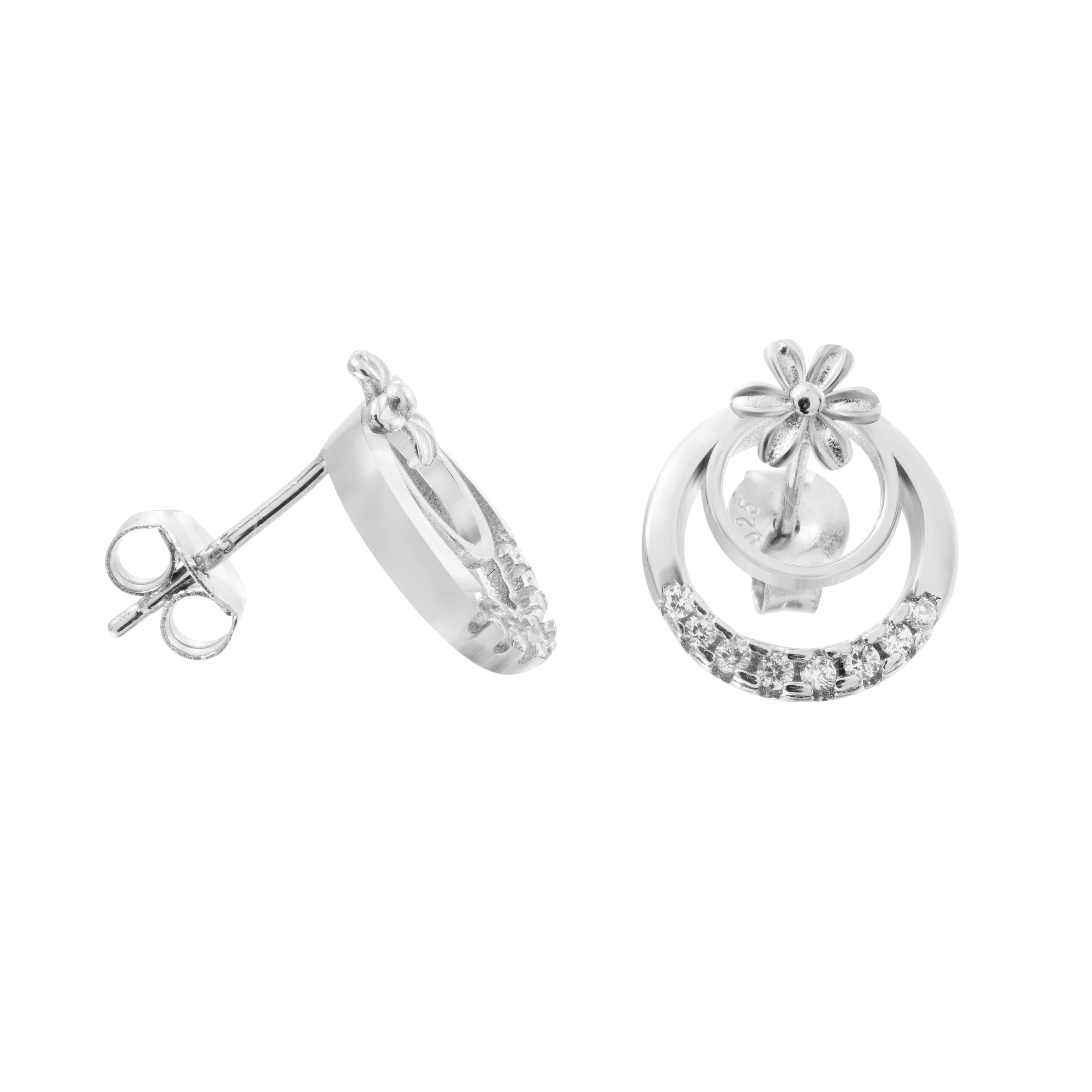 Dual Hoops | 925 Silver Studs for Women