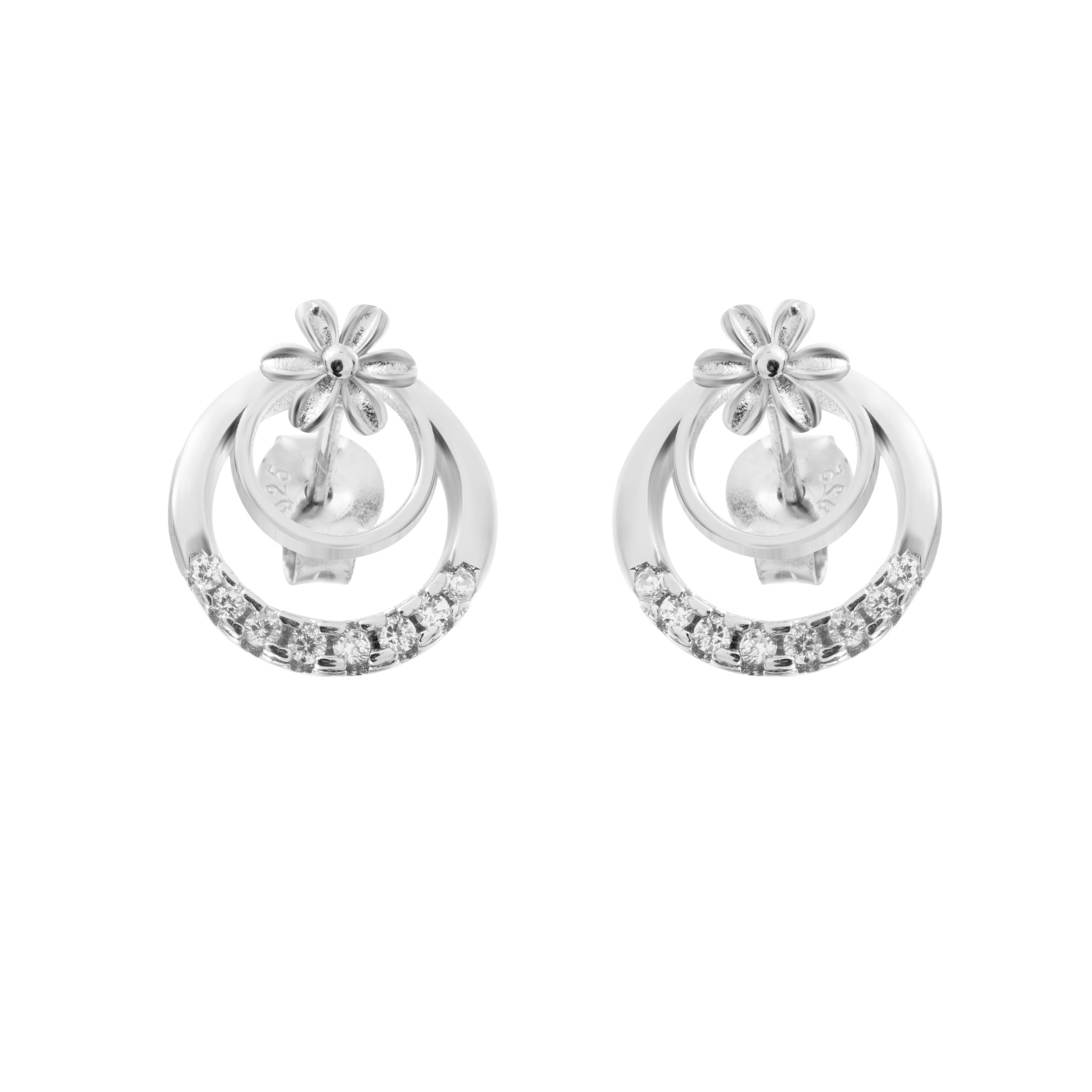 Dual Hoops | 925 Silver Studs for Women