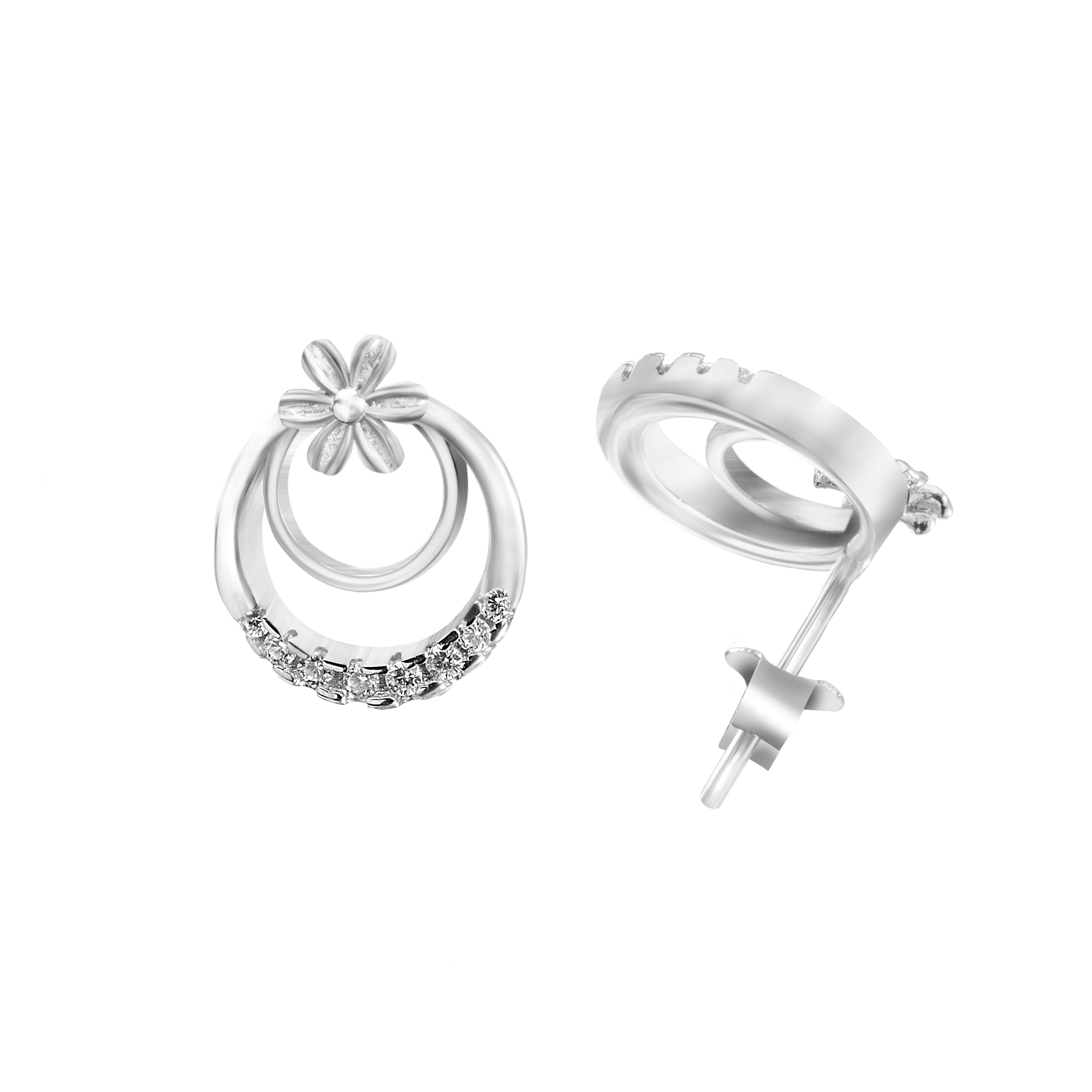 Dual Hoops | 925 Silver Studs for Women