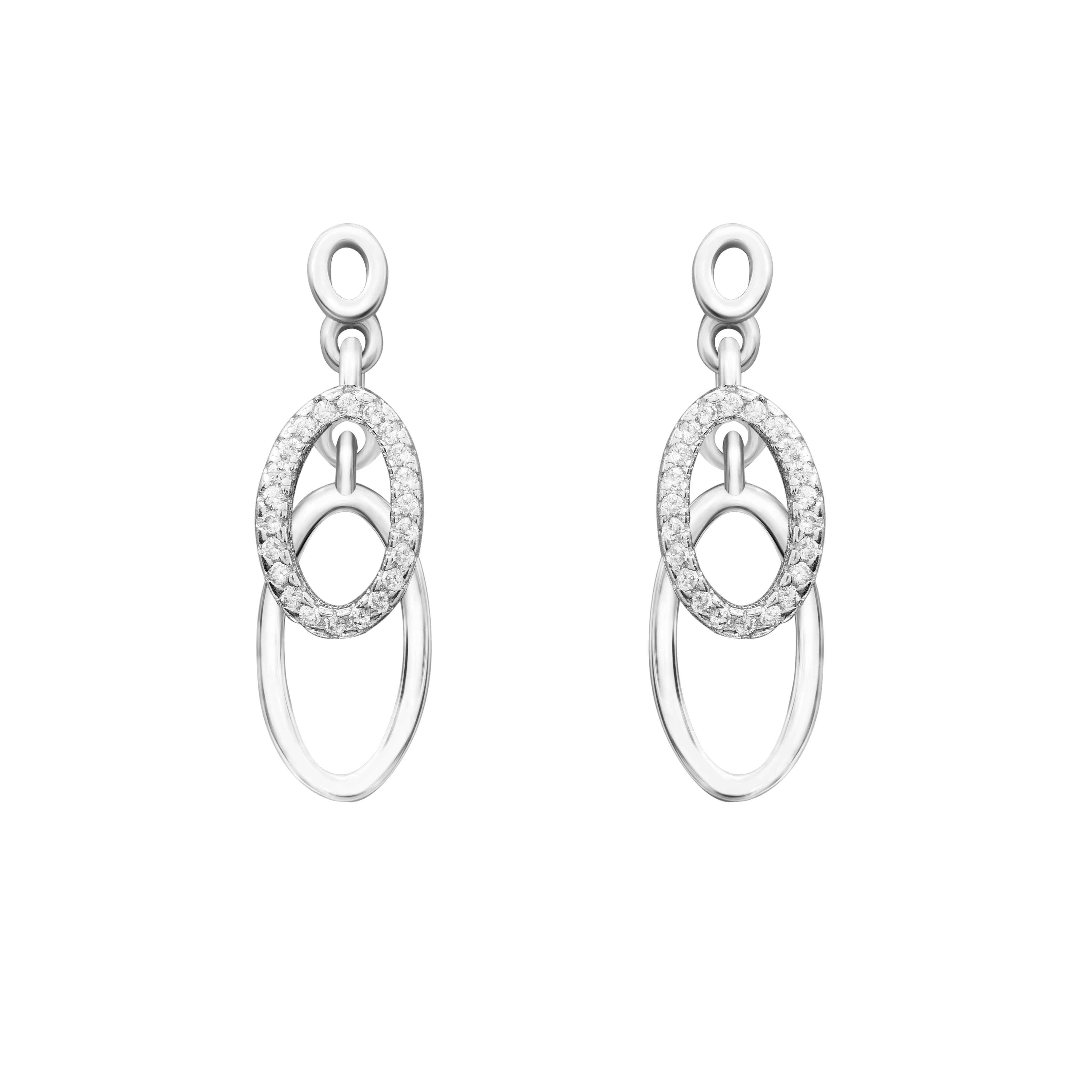 Dual Oval Danglers | 925 Silver Earrings for Women