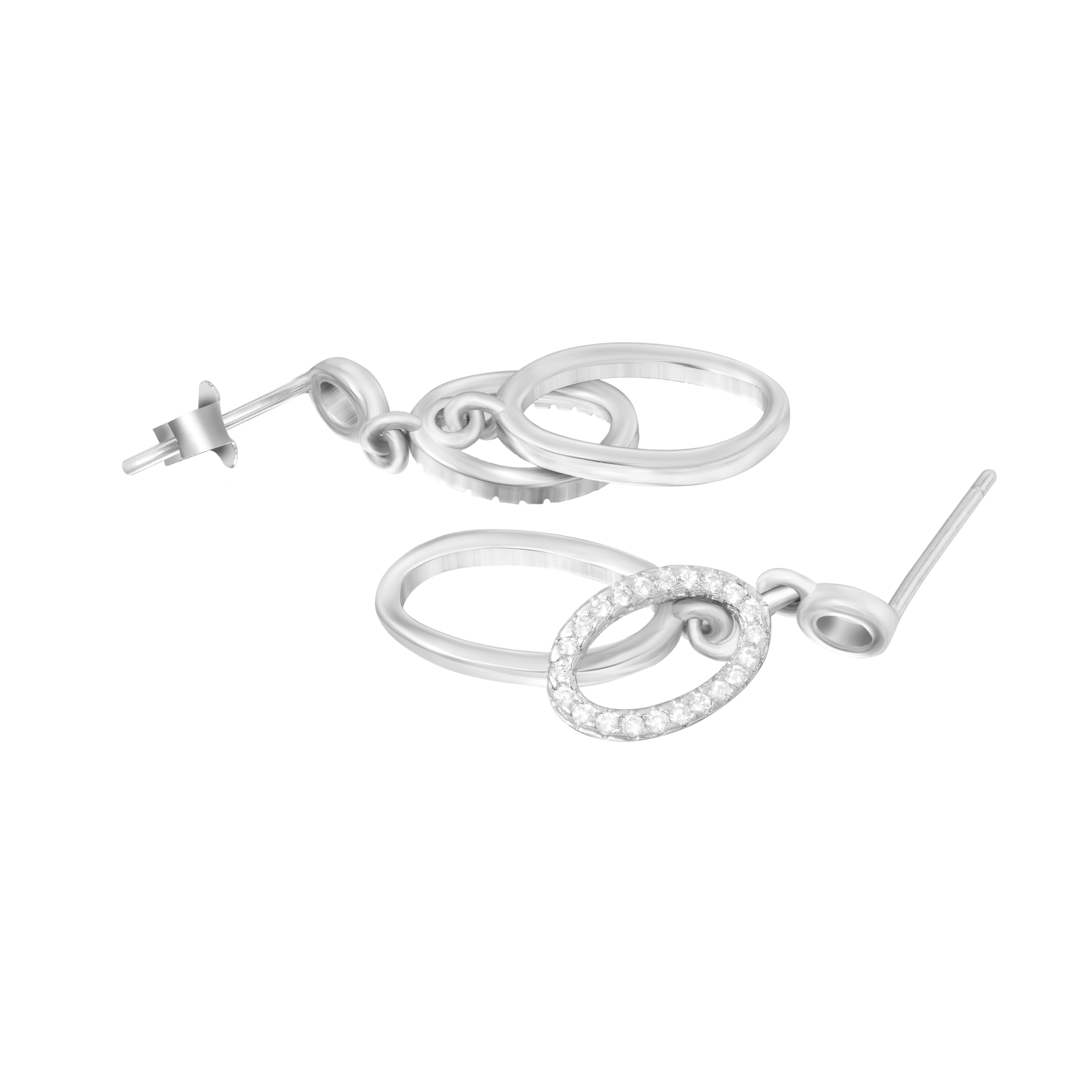Dual Oval Danglers | 925 Silver Earrings for Women