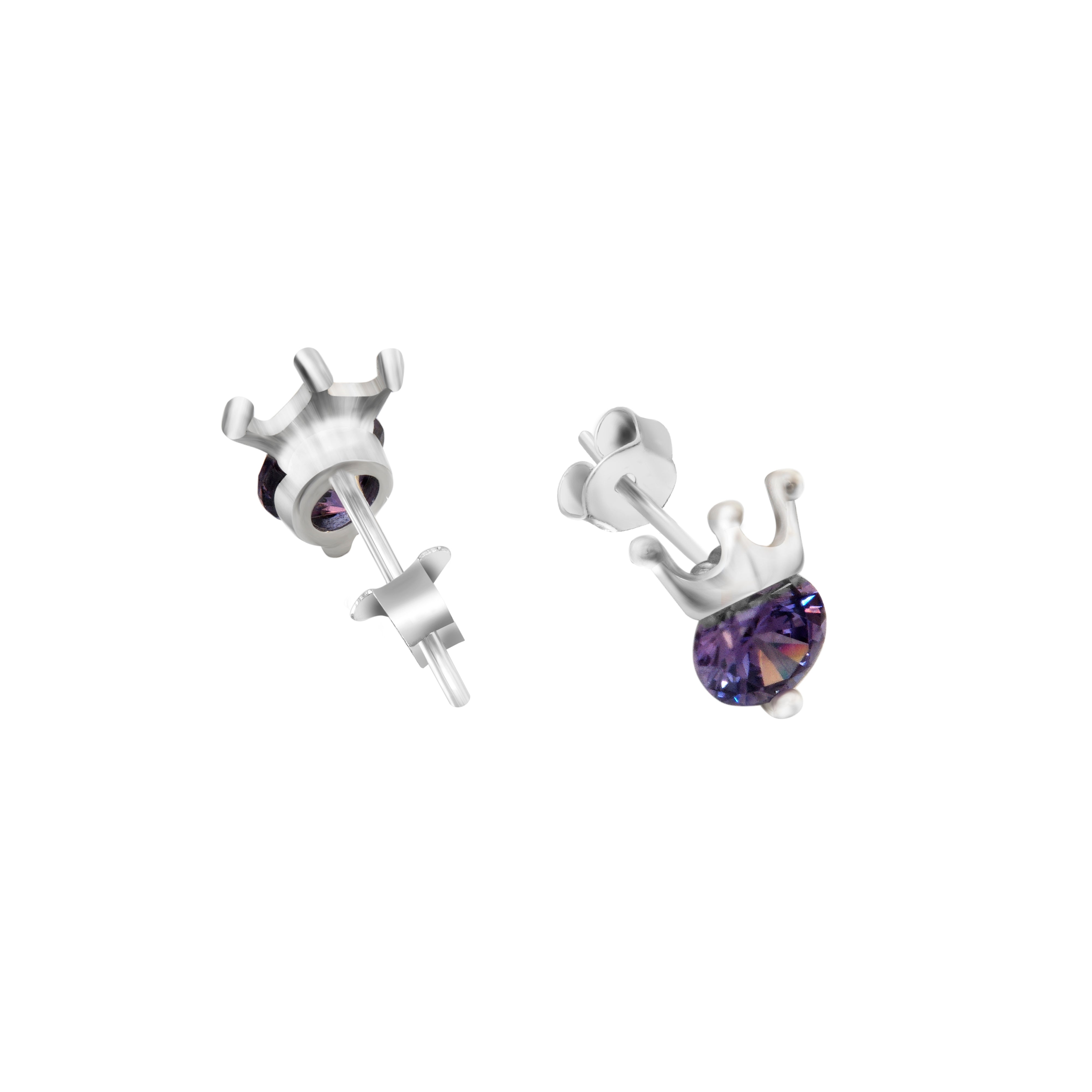 Purple Tiara Studs | 925 Silver Studs for Women