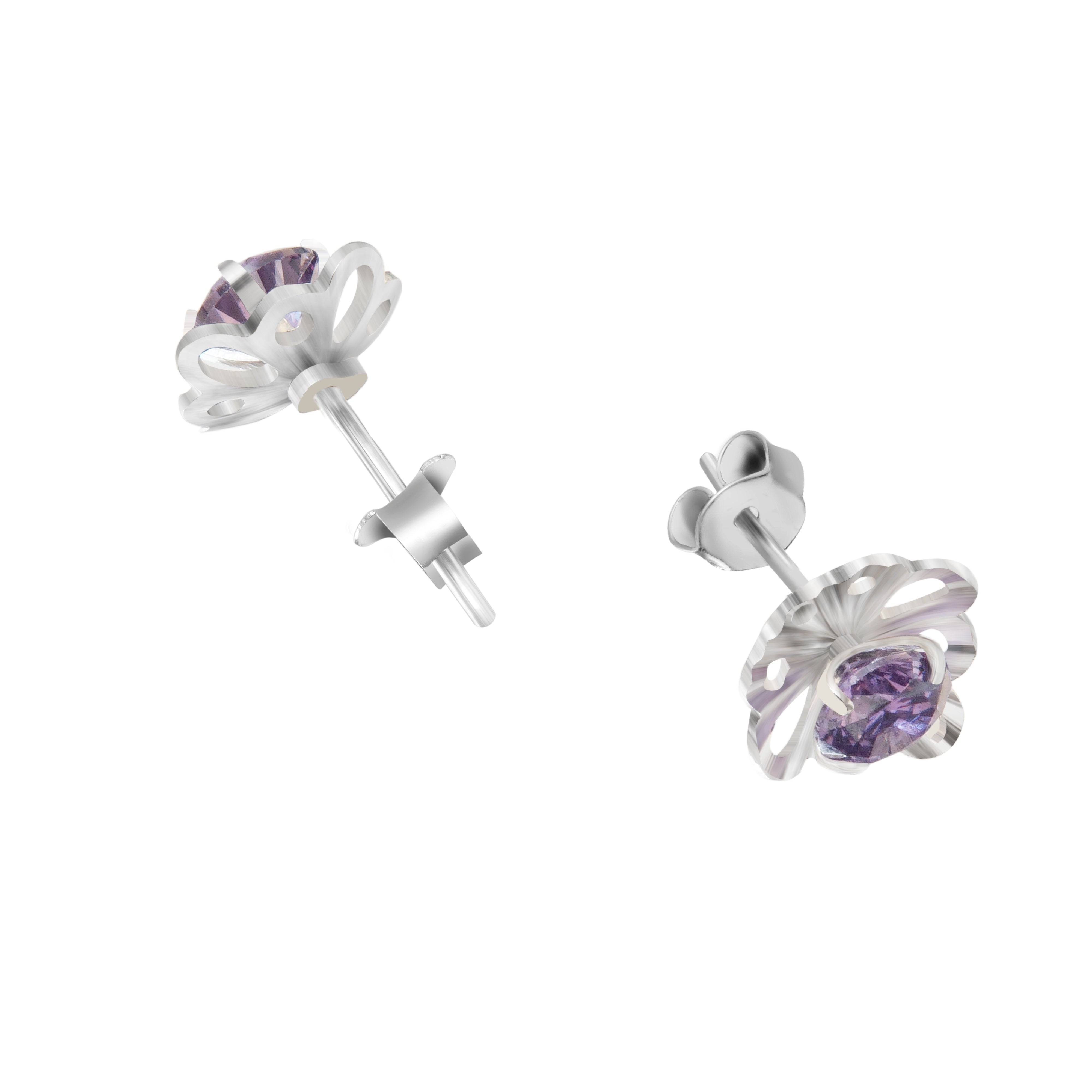 Purple Square Flower | 925 Silver Studs for Women