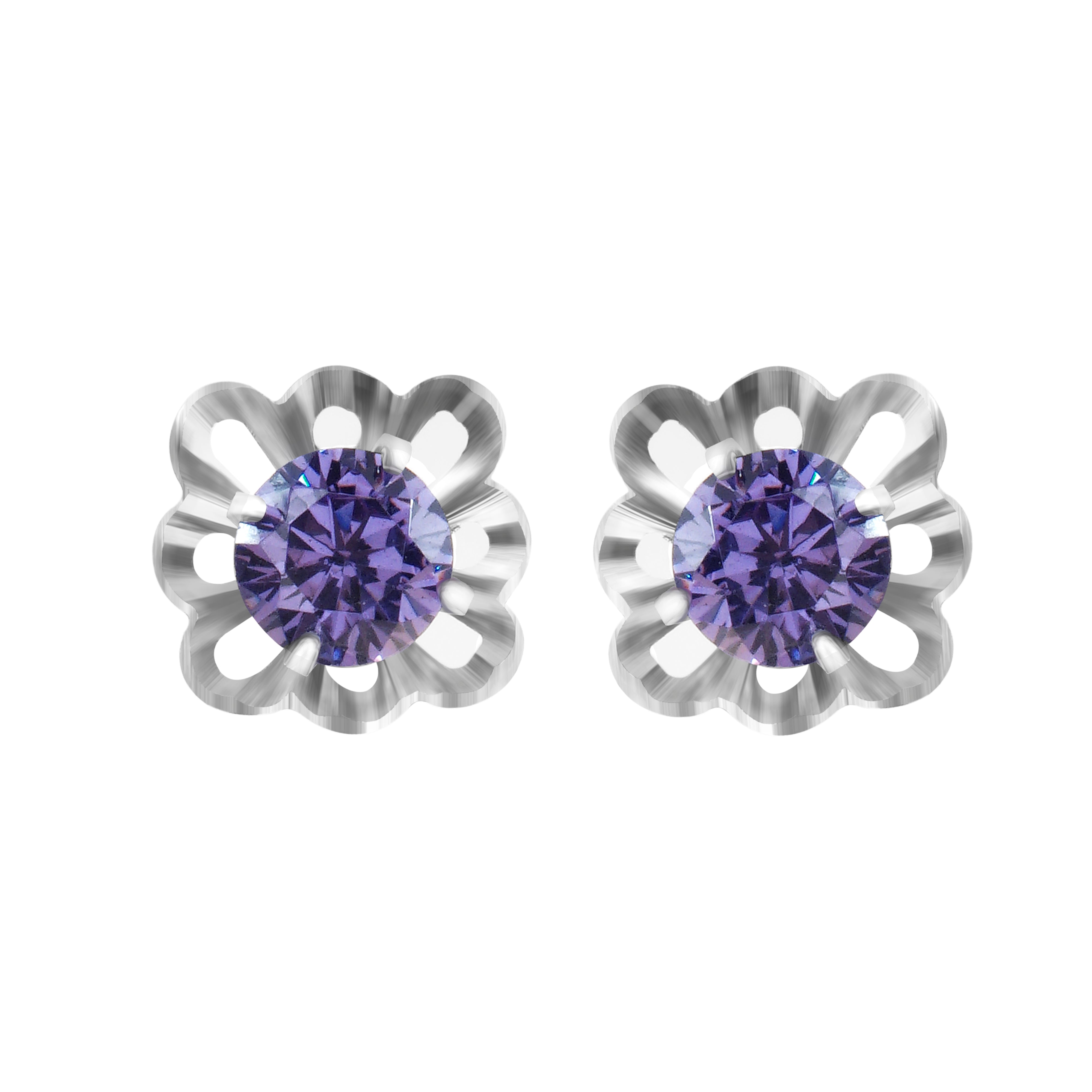 Purple Square Flower | 925 Silver Studs for Women