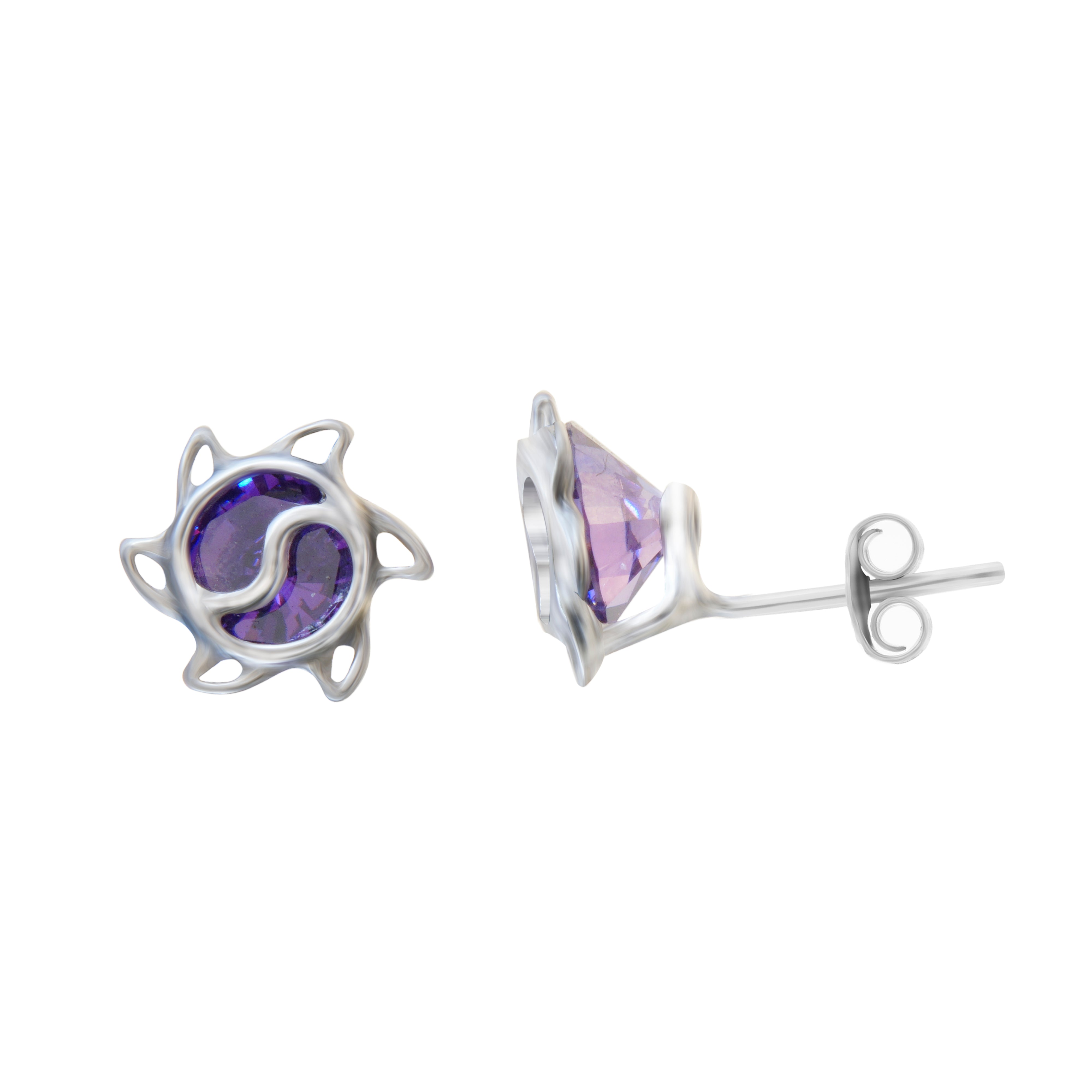 Purple Yin & Yang Studs | 925 Silver Studs for Women
