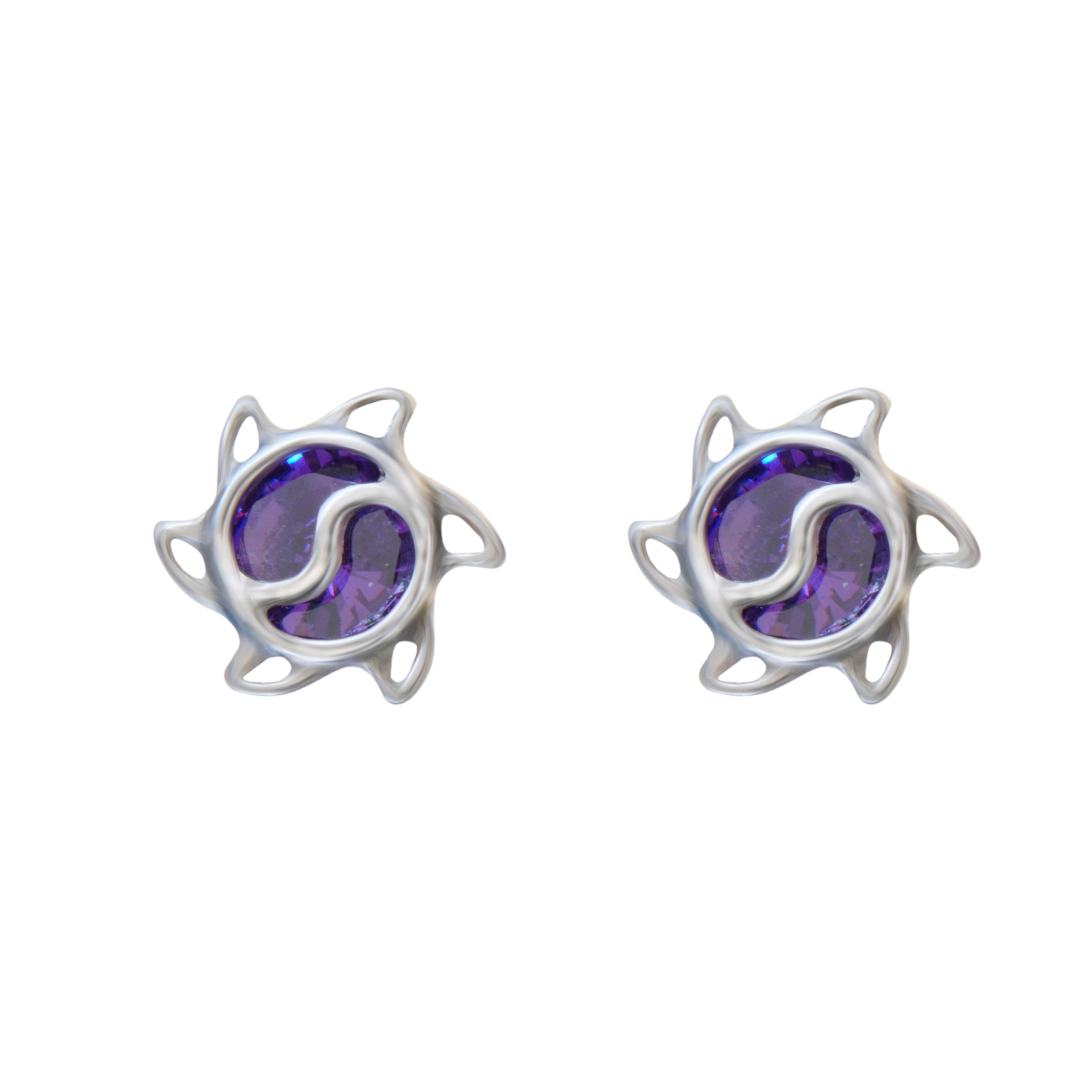 Purple Yin & Yang Studs | 925 Silver Studs for Women