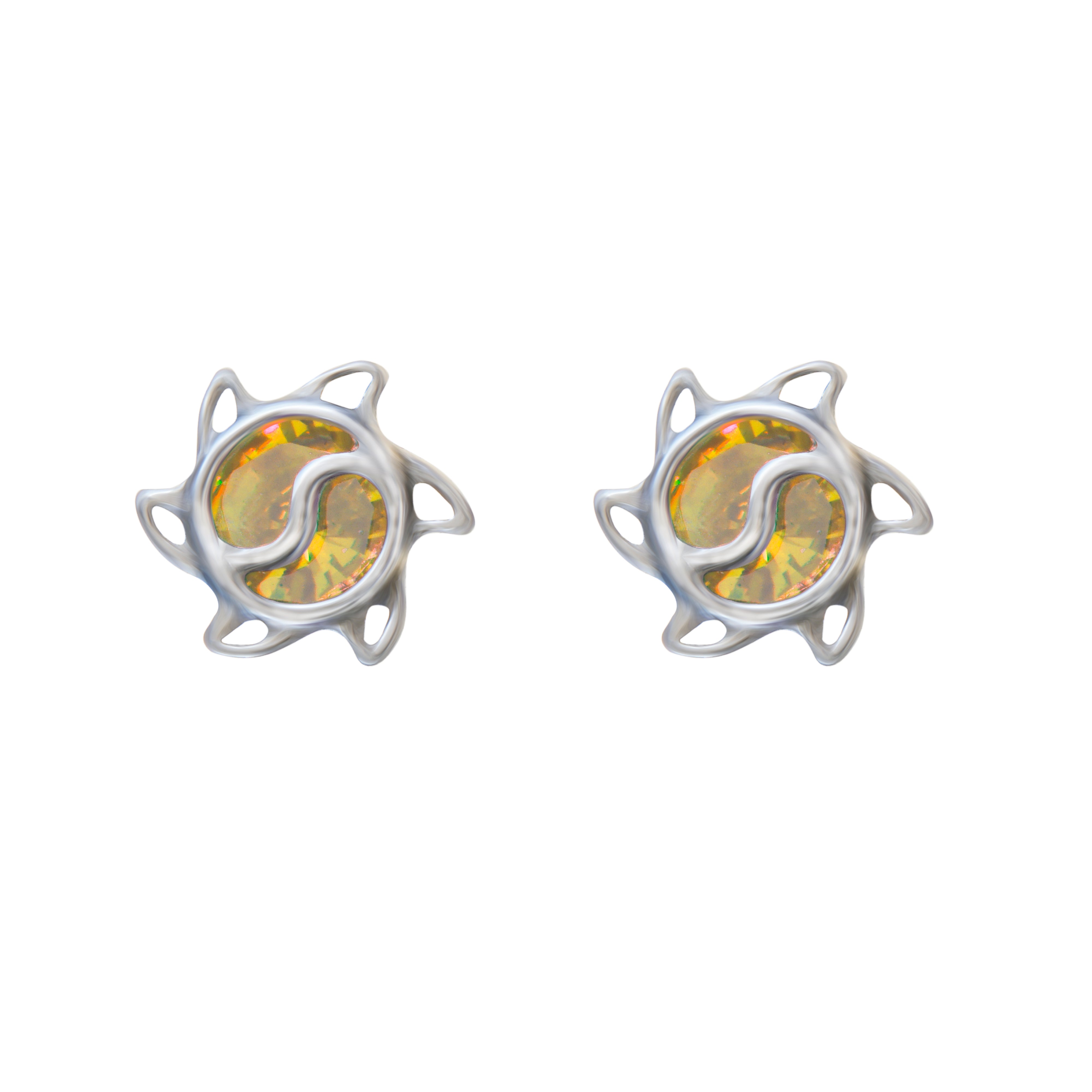 Yellow Yin & Yang | 925 Silver Studs for Women