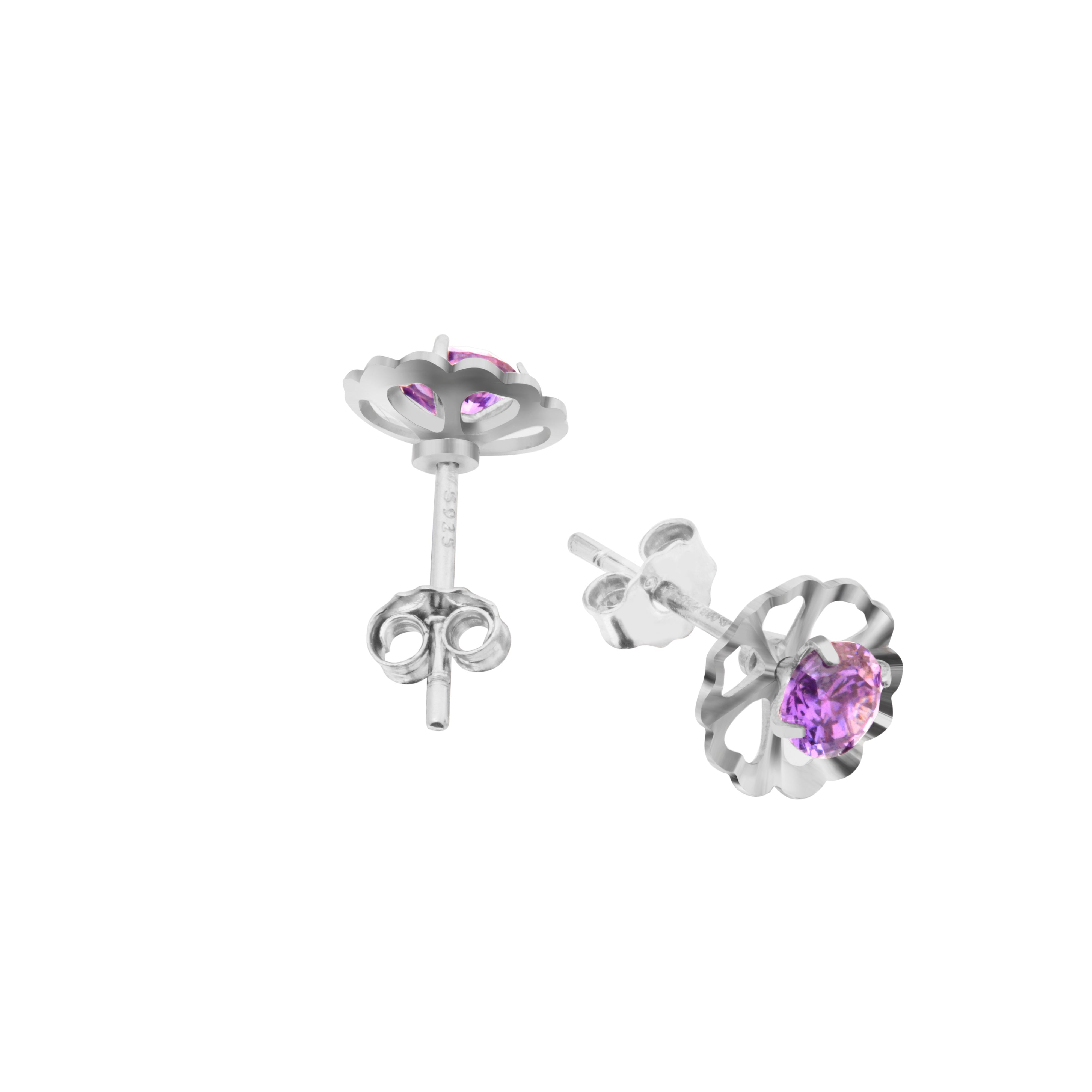 Purple Round Flower | 925 Silver Studs for Women