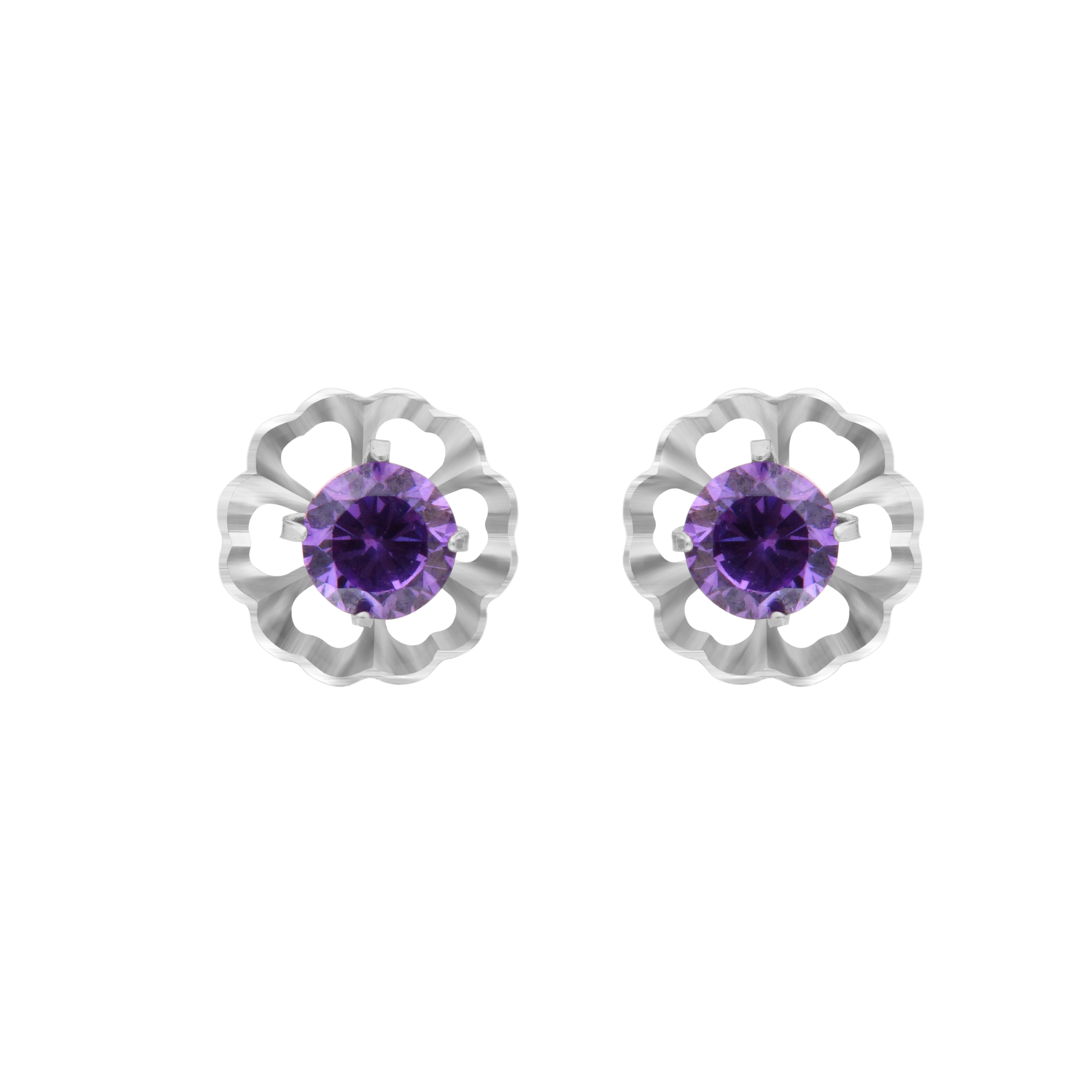 Purple Round Flower | 925 Silver Studs for Women
