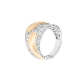 Geometrical Two Layered Flapped Lattice Ring | Hallmark 925 Silver