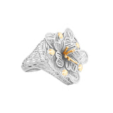 Five Petals on Heart Base Lattice Ring | Hallmark 925 Silver