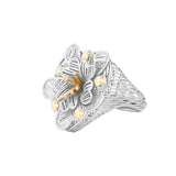 Five Petals on Heart Base Lattice Ring | Hallmark 925 Silver