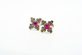 Cuckoo Flower Red Marcasite Studs | Hallmark 925 Silver