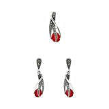 Red Drops in Talons Marcasite Pendant Set | Hallmark 925 Silver