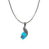 Turquoise Marquise Marcasite Pendant Set | Hallmark 925 Silver