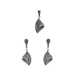 Twisted Leaf Marcasite Pendant Set | Hallmark 925 Silver