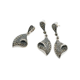 Twisted Leaf Marcasite Pendant Set | Hallmark 925 Silver