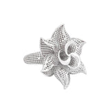 Three Waves in Six Leaves Lattice Ring White | Hallmark 925 Silver