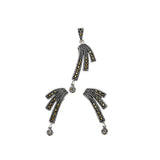 Three Straws with a Drop Marcasite Pendant Set | Hallmark 925 Silver