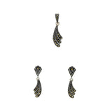 Three Lobes Marcasite Pendant Set | Hallmark 925 Silver