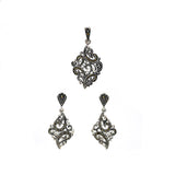 Art in a Rhombus Marcasite Pendant Set | Hallmark 925 Silver