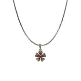 Red Forget Me Not Marcasite Pendant Set | Hallmark 925 Silver