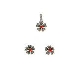 Red Forget Me Not Marcasite Pendant Set | Hallmark 925 Silver