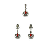 Red Crown Marcasite Pendant Set | Hallmark 925 Silver