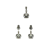 White Crown Marcasite Pendant Set | Hallmark 925 Silver