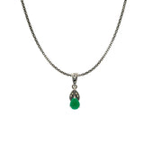 Green Drop Marcasite Pendant Set | Hallmark 925 Silver