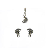 Half Moon Marcasite Pendant Set | Hallmark 925 Silver