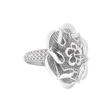 Five Buds in Six Petals Lattice Ring White | Hallmark 925 Silver