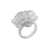 Five Buds in Six Petals Lattice Ring White | Hallmark 925 Silver