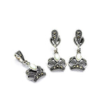 White Crown Marcasite Pendant Set | Hallmark 925 Silver