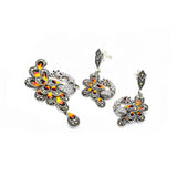 Fiery Feather Peacock Marcasite Pendant Set | Hallmark 925 Silver