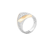 Geometrical Two Layered X Lattice Ring | Hallmark 925 Silver