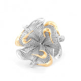 Three Swirls in Six Leaves Lattice Ring | Hallmark 925 Silver